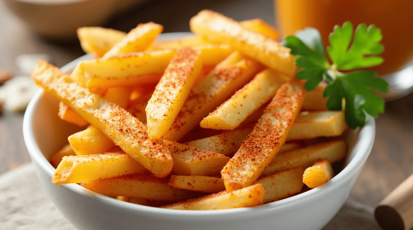 Homemade French Fry Seasoning dusted with herb and spice blend