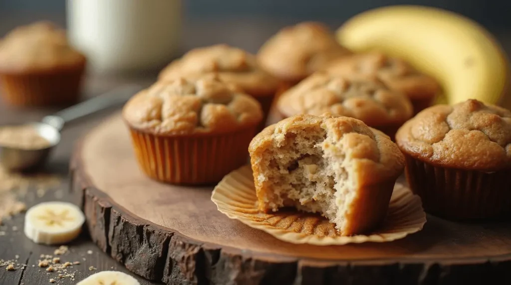 Delicious protein banana muffins fresh from the oven, showcasing their golden-brown texture