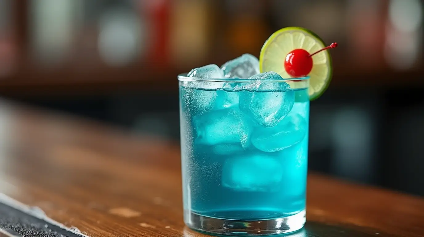 AMF drink cocktail garnished with lime and cherry
