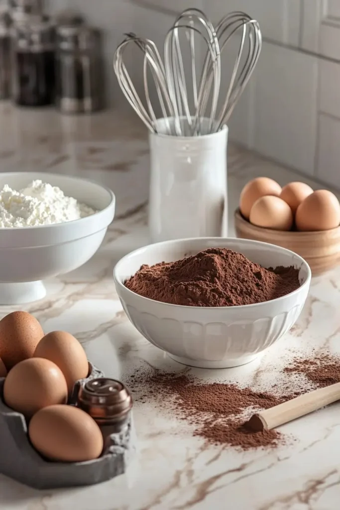 Ingredients for Tiramisu Brownies on kitchen counter