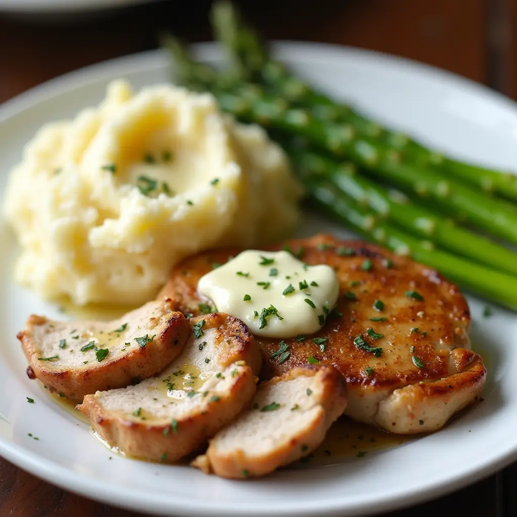 Complete steakhouse chicken dinner with sides