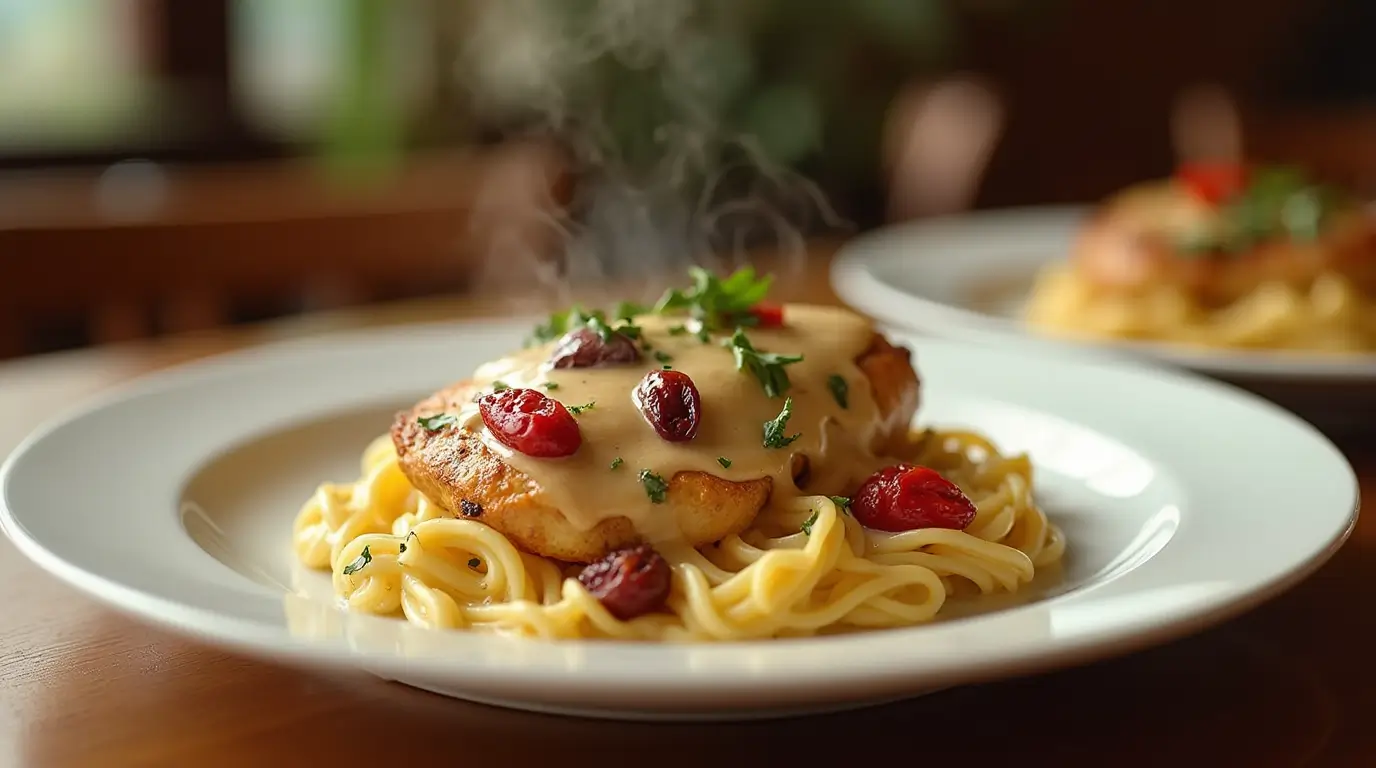 Homemade Olive Garden Crock Pot Chicken with creamy sauce and herbs