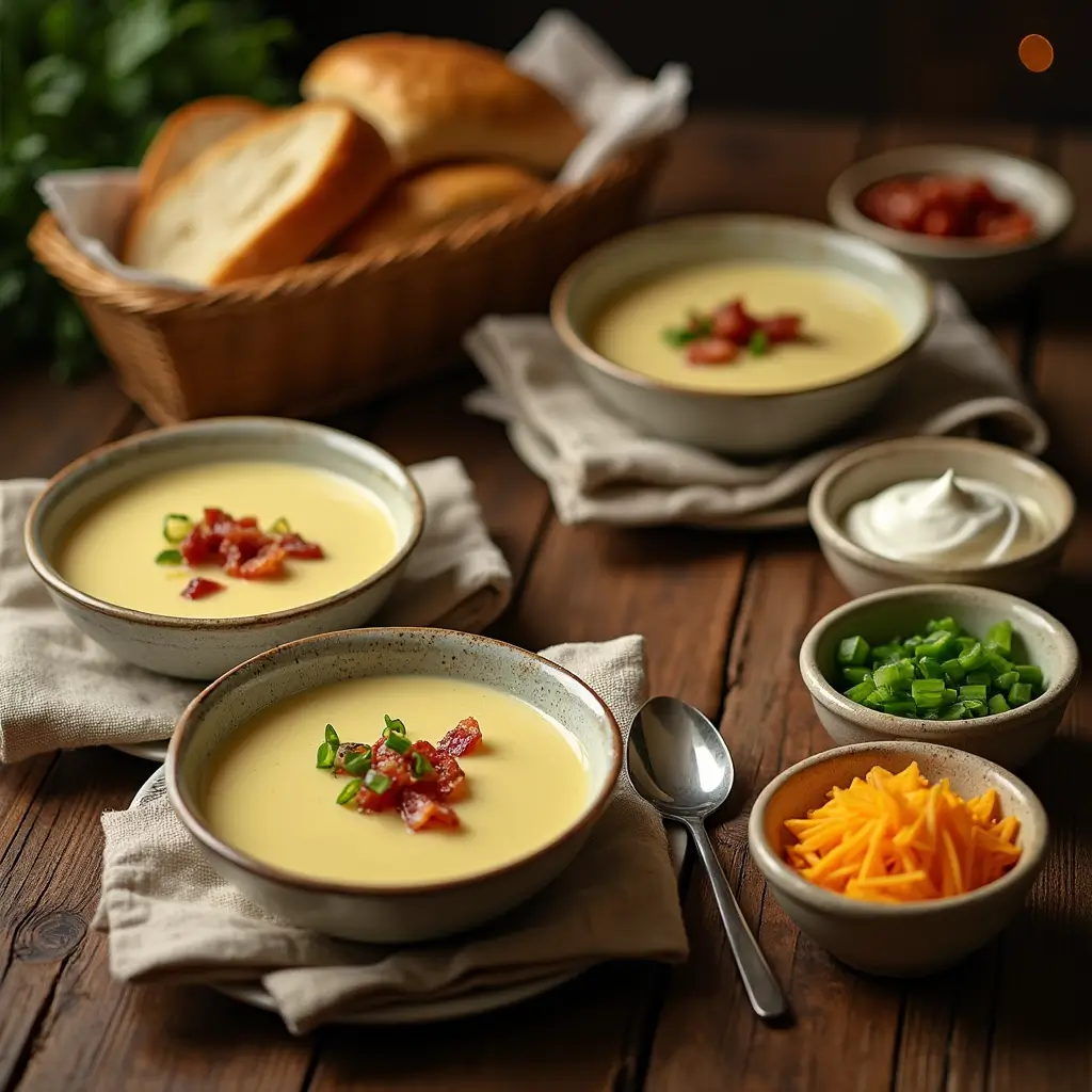 Serving suggestion for Crock Pot Crack Potato Soup with toppings