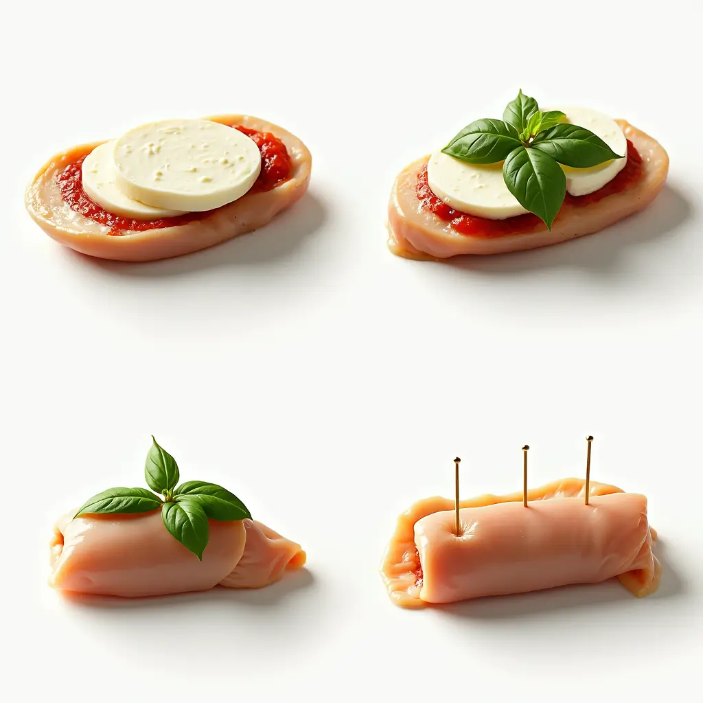 Step by step process of stuffing chicken breasts with mozzarella