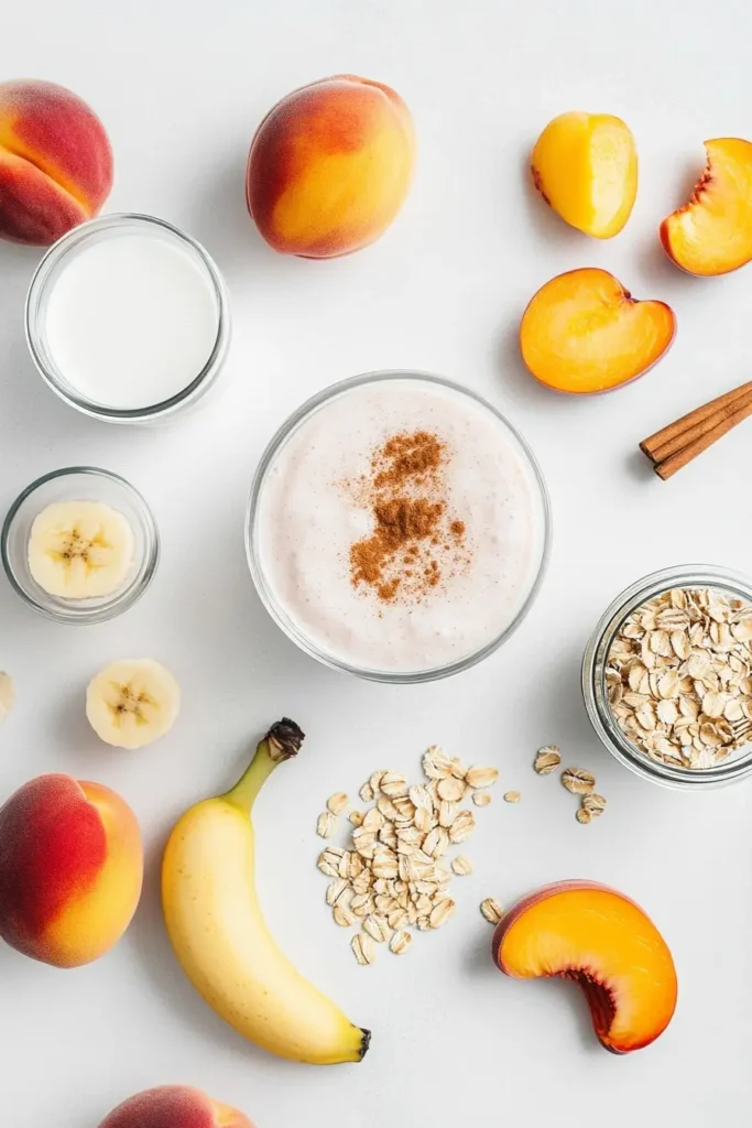 Ingredients for Peach Cobbler Smoothie Bowl recipe