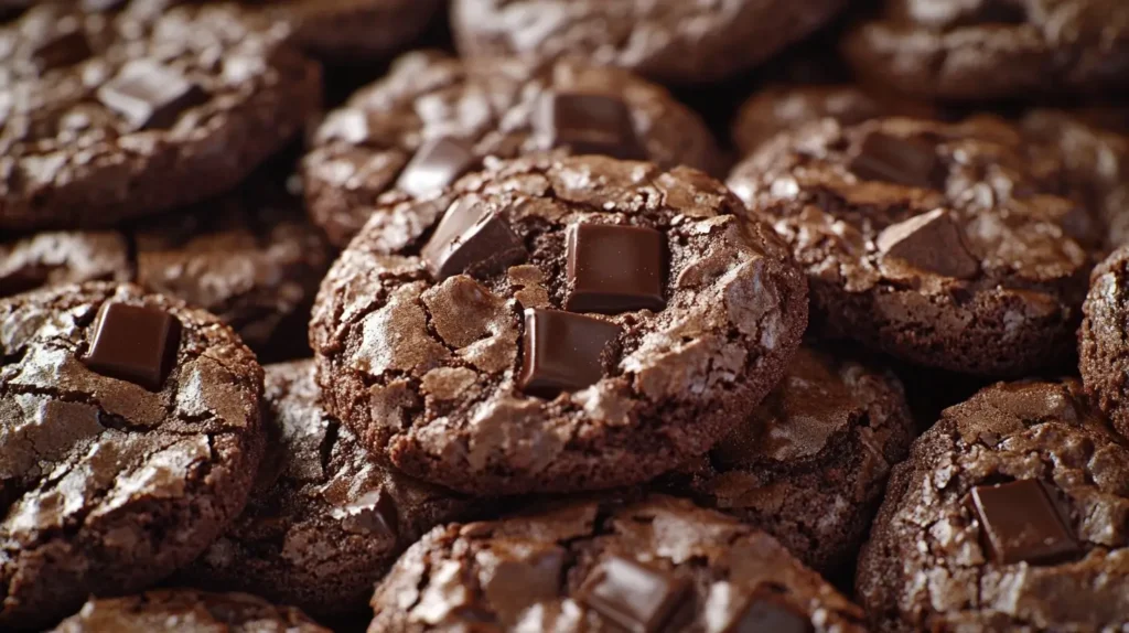 Delicious fudgy brownie cookies with melted chocolate chunks