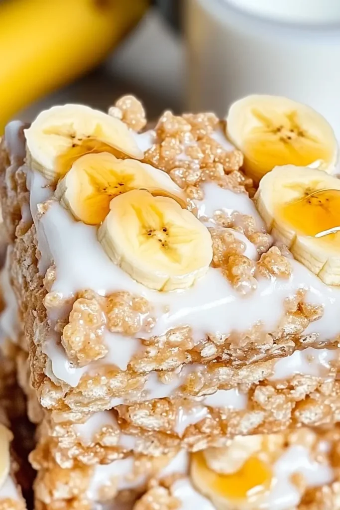 Banana Pudding Rice Krispie Treats served with drinks